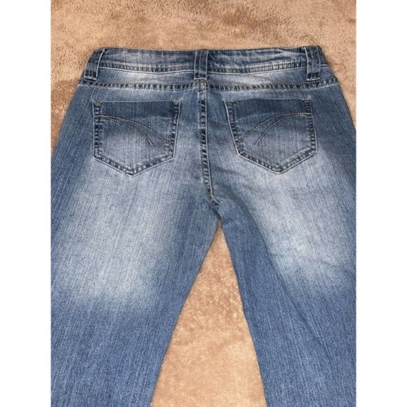 NOBO Womens Juniors Flare Jeans Size 5 Stretch Med Wash Low Rise No Boundaries - Picture 7 of 7